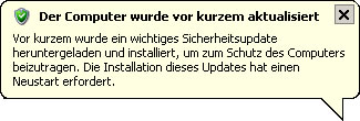 Der Computer wurde vor kurzem aktualisiert